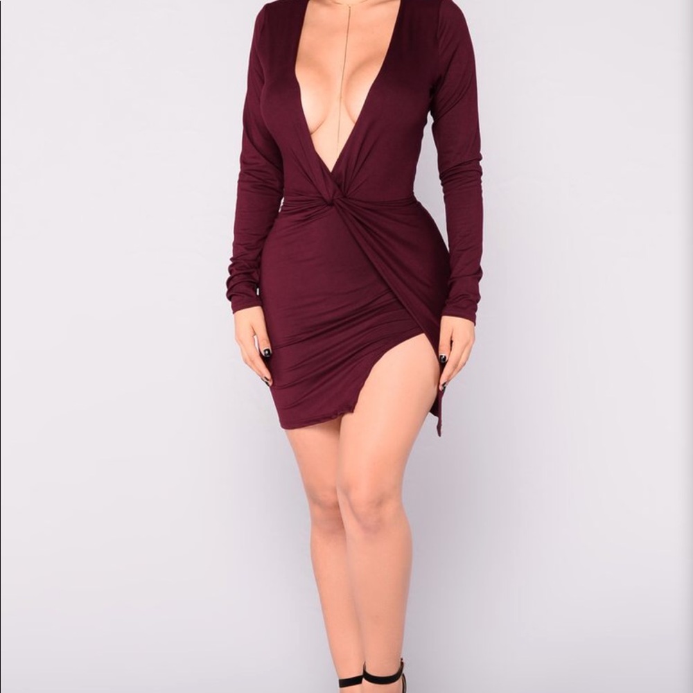 Fashion Nova Burgundy Dress
